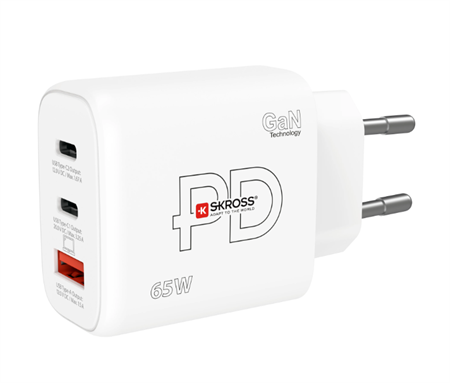 SKROSS Power Charger EU 65W, 2xUSB-C, 1xUSB-A